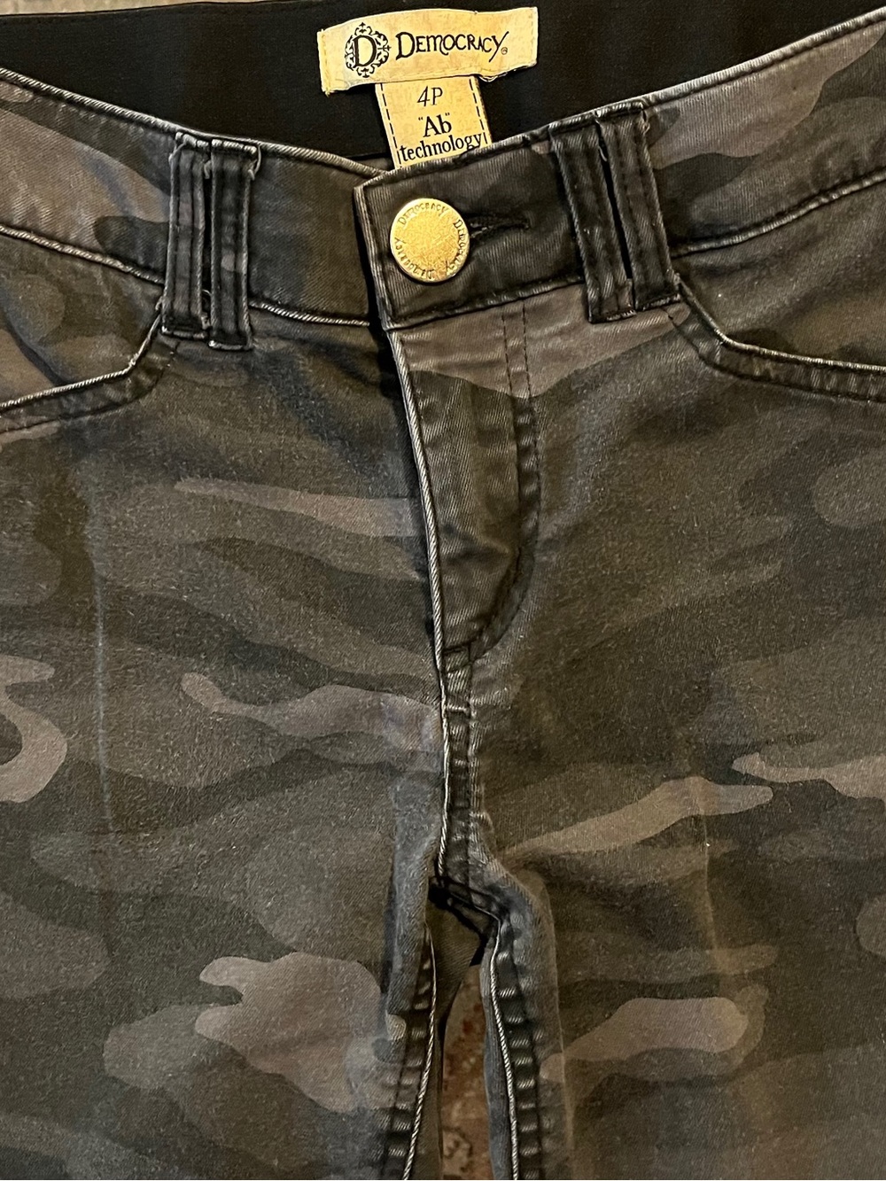 Democracy Ab Solution Camo Skinny Pants 4P Zip Pocket Stretch - Picture 4 of 9